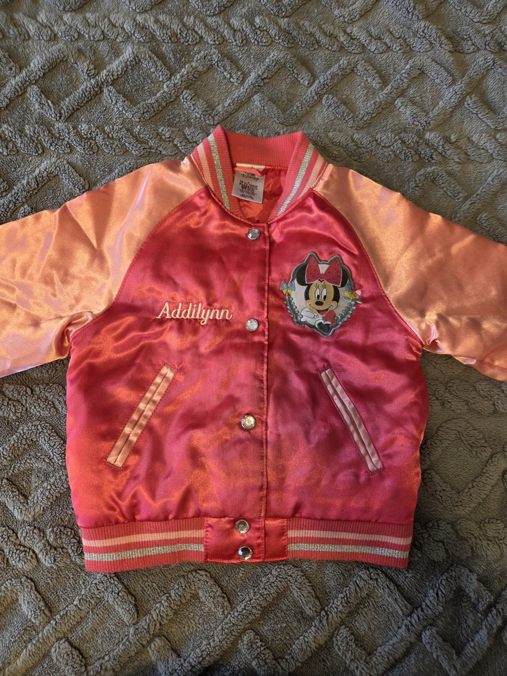 Disney Minnie Mouse Pink Satin Kids Jacket, Size 4